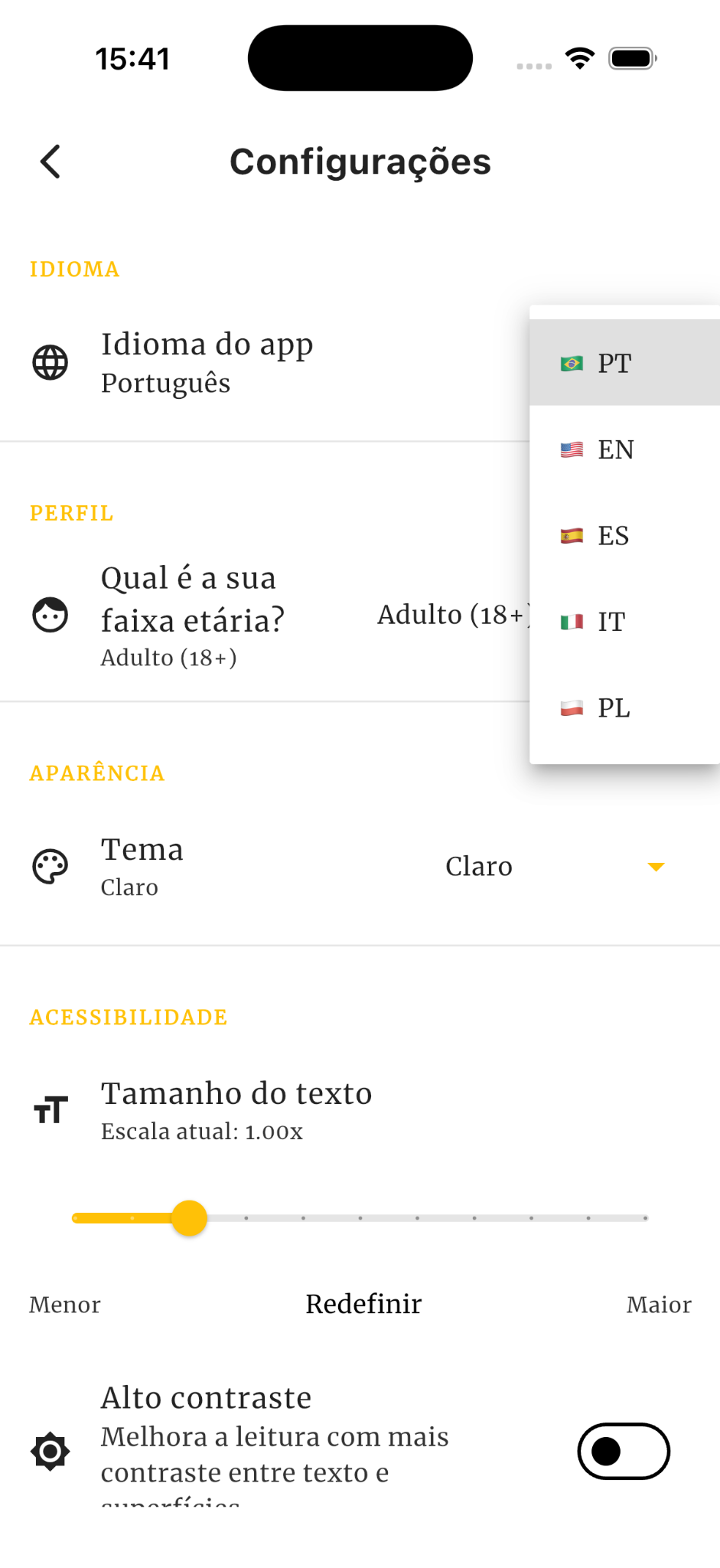 Examen language settings