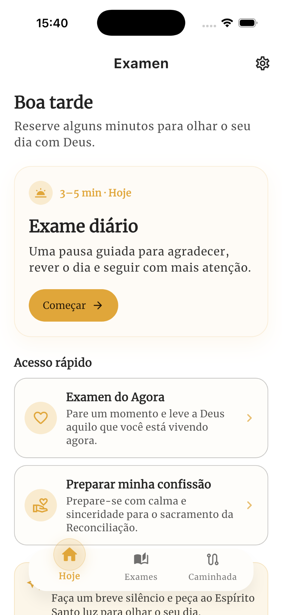 Real Examen home screen